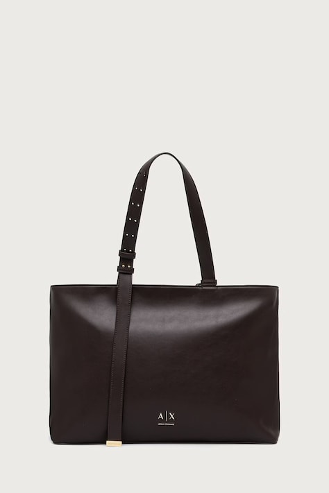 Armani Exchange Шопинг чанта дамска от имитация на кожа кафява XW002988 AF19902