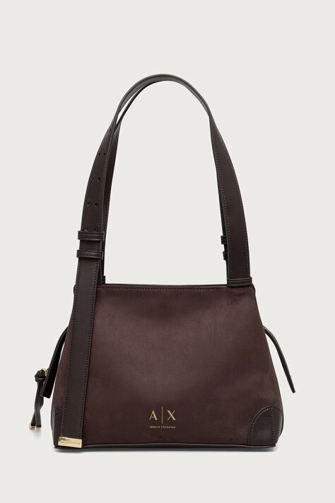 Armani Exchange Torebka shopper damska z imitacji zamszu brązowa XW002604 AF22666