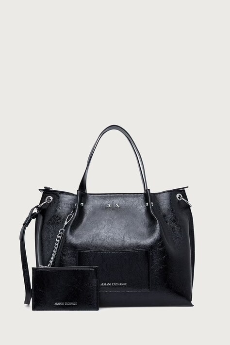 Armani Exchange шопинг чанта дамска от имитация на кожа черна XW001211 AF26451