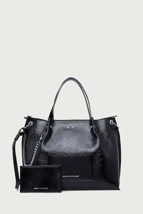 Armani Exchange шопинг чанта дамска от имитация на кожа черна XW001211 AF26451