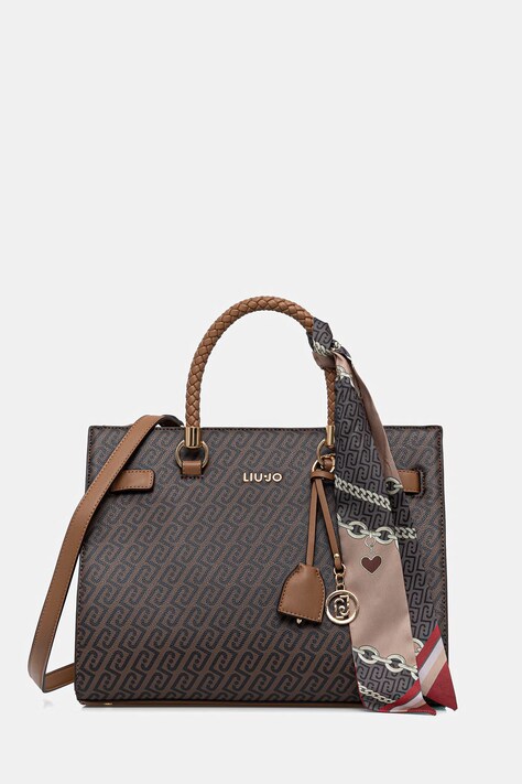 Liu Jo torebka shopper damska z imitacji skóry brązowa AF6086 E1137