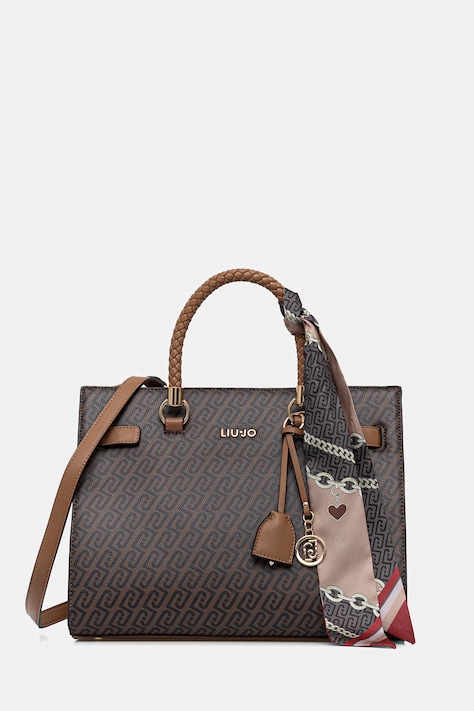 Liu Jo torebka shopper damska z imitacji skóry brązowa AF6086 E1137