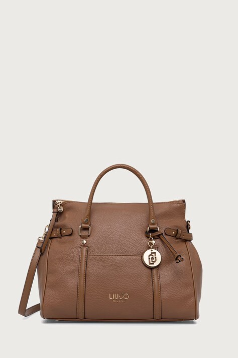 Liu Jo Torebka shopper damska z imitacji skóry brązowa AF6019 E1109