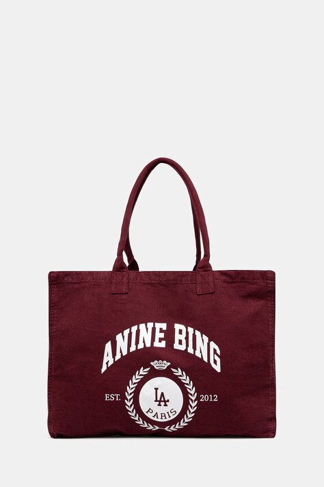 Anine Bing LEO torebka tote damska bawełniana bordowa A.13.12763.BGN28