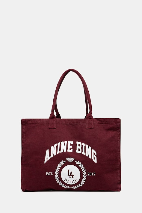 Anine Bing LEO torebka tote damska bawełniana bordowa A.13.12763.BGN28
