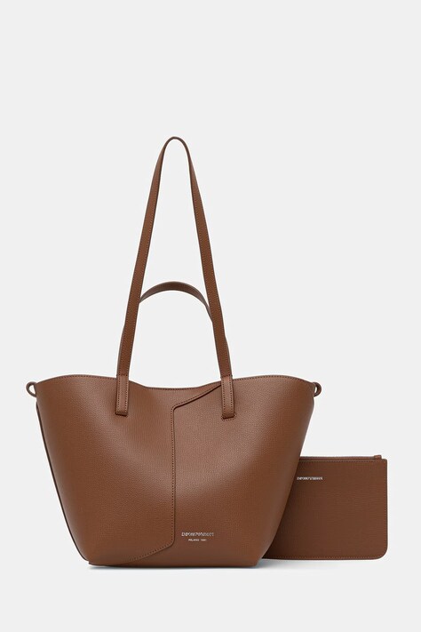 Emporio Armani torebka shopper damska skórzana brązowa EW005753 AF29459