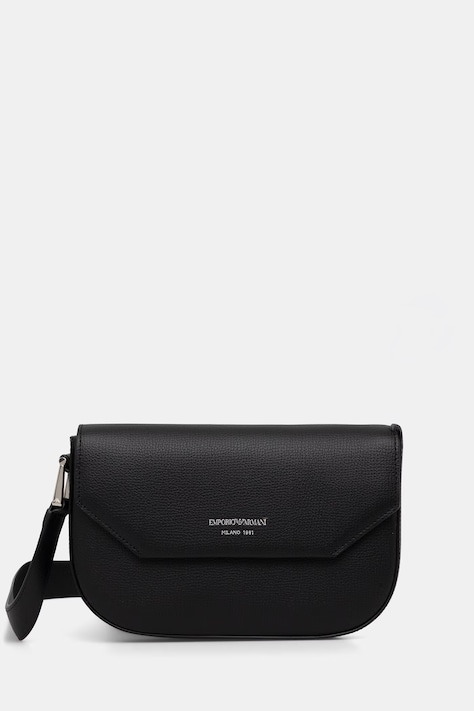 Emporio Armani чанта crossbody дамска от кожа черна EW005673 AF29459