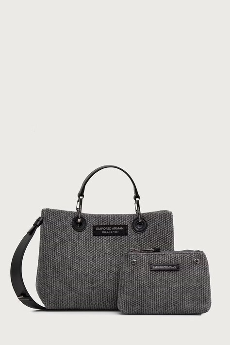 Emporio Armani Torebka crossbody damska z dodatkiem wełny szara EW000361 AF28319