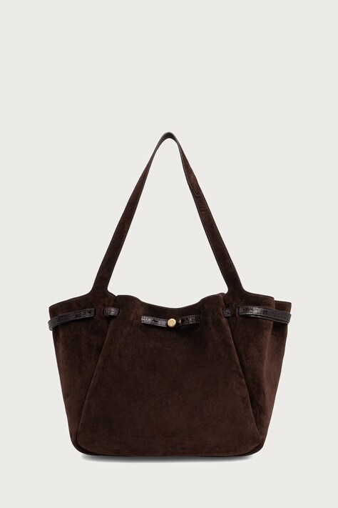 Tory Burch torebka tote damska zamszowa Romy brązowa 186348