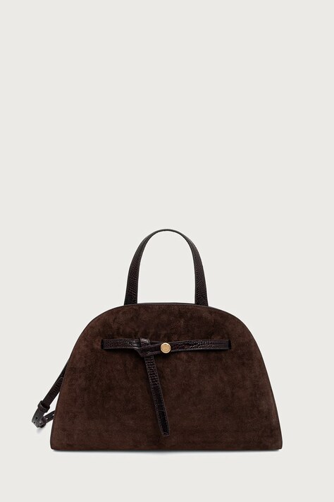 Tory Burch torebka damska zamszowa Romy Suede Bauletto brązowa 183363