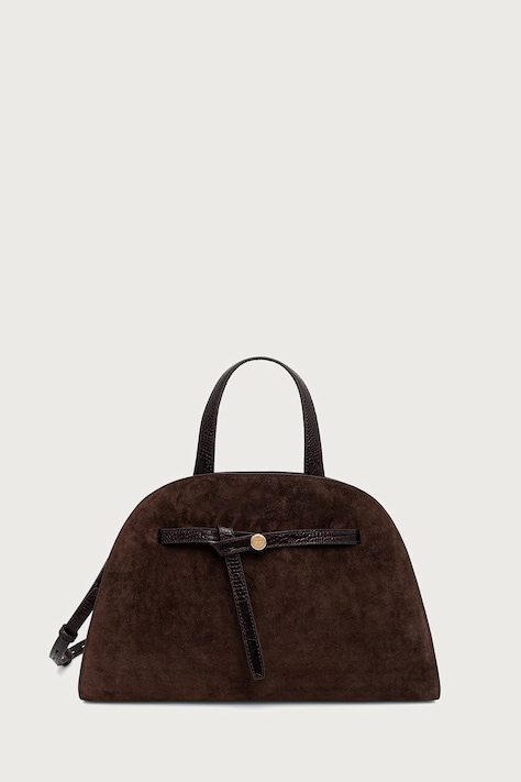 Tory Burch torebka damska zamszowa Romy Suede Bauletto brązowa 183363