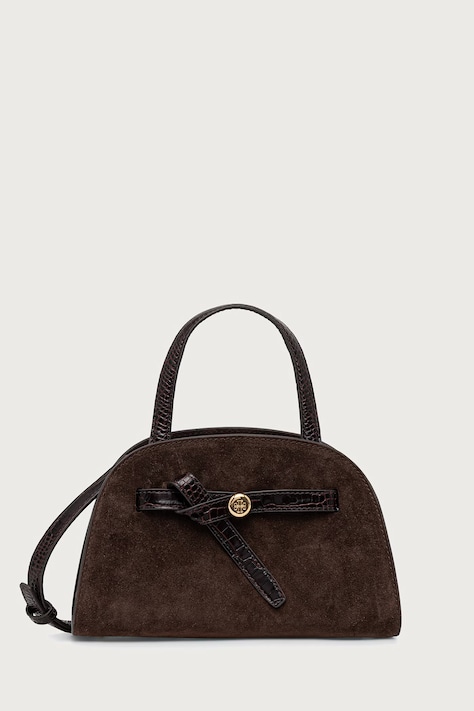 Tory Burch torebka tote damska zamszowa Romy Small Bauletto brązowa 183362
