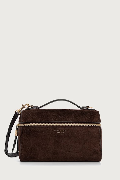 Tory Burch torebka crossbody damska zamszowa Romy brązowa 186930