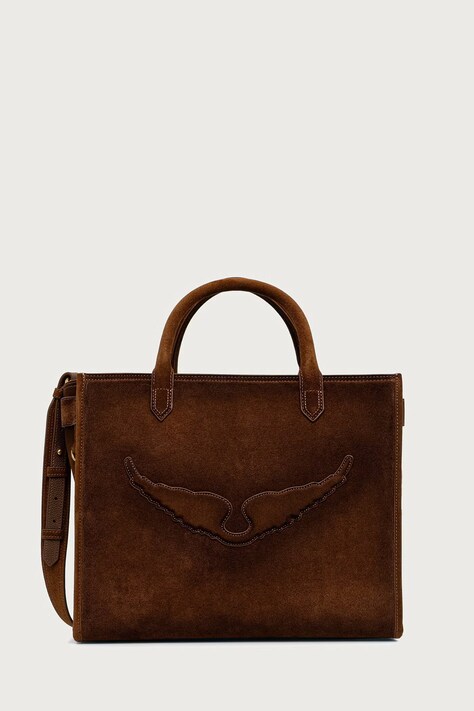Zadig&Voltaire Shopper torba za žene od brušene kože ANGEL smeđa LWBA04528