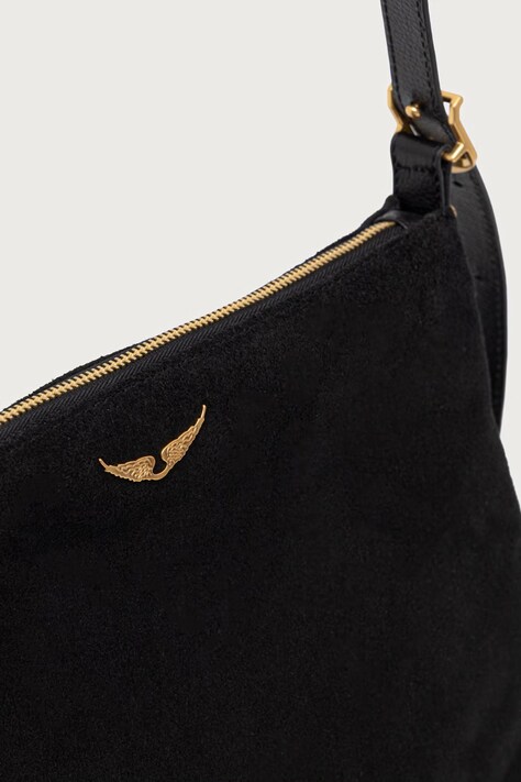 Zadig&Voltaire Torebka crossbody damska zamszowa JIM czarna LWBA04563