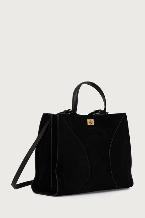 Zadig&Voltaire Torebka shopper damska zamszowa JACK czarna LWBA04561