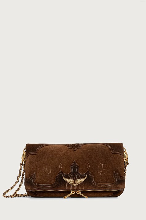 Zadig&Voltaire Crossbody torba za žene od brušene kože smeđa LWBA04434