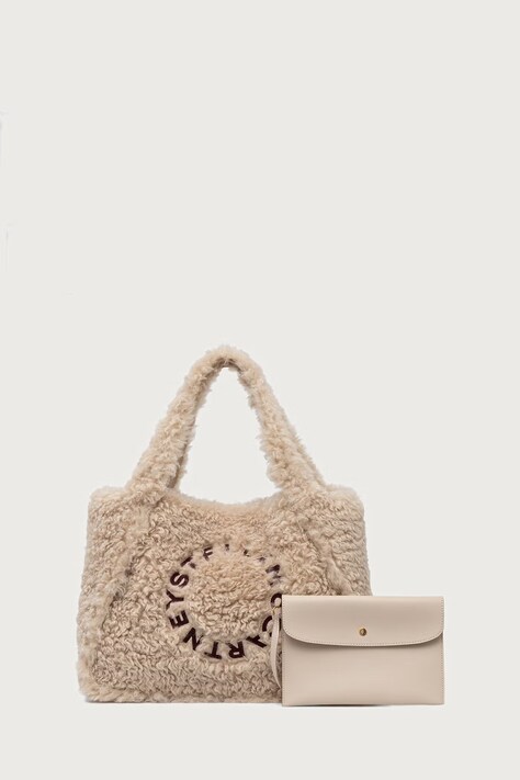 Stella McCartney LOGO TOTE torebka shopper damska beżowa 502793.WP0747