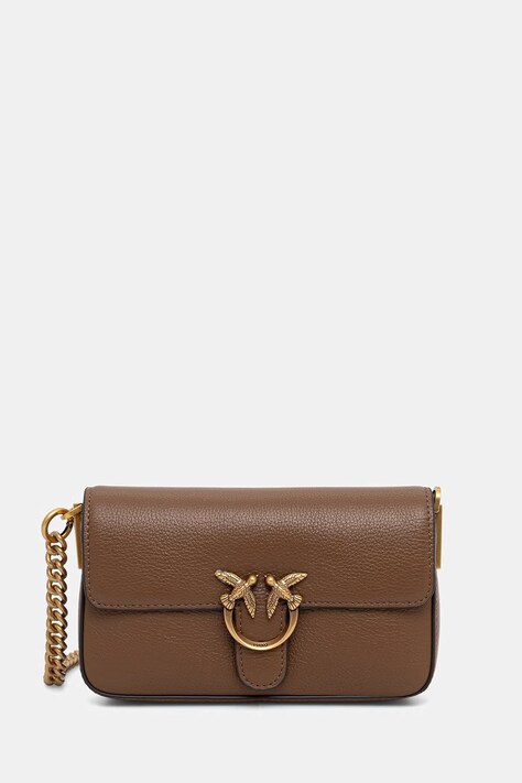 Pinko torebka crossbody damska skórzana brązowa 107344 A2JG