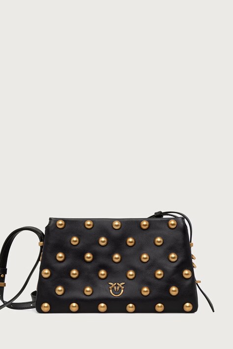 Pinko Crossbody torba za žene od kože crna 107063 A0QO