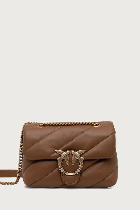 Pinko Torebka crossbody damska skórzana bordowa 107058 A0F2
