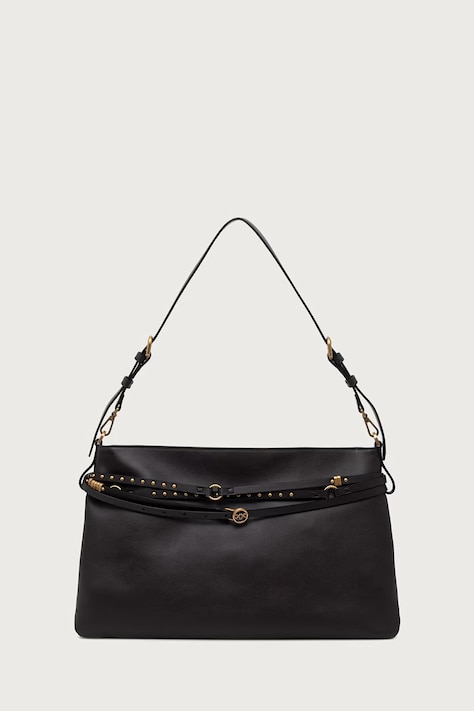 Pinko Torebka crossbody damska skórzana bordowa 105903 A0QO