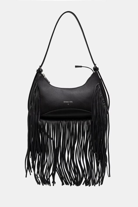 Patrizia Pepe torebka hobo damska skórzana czarna 8B0166.L101