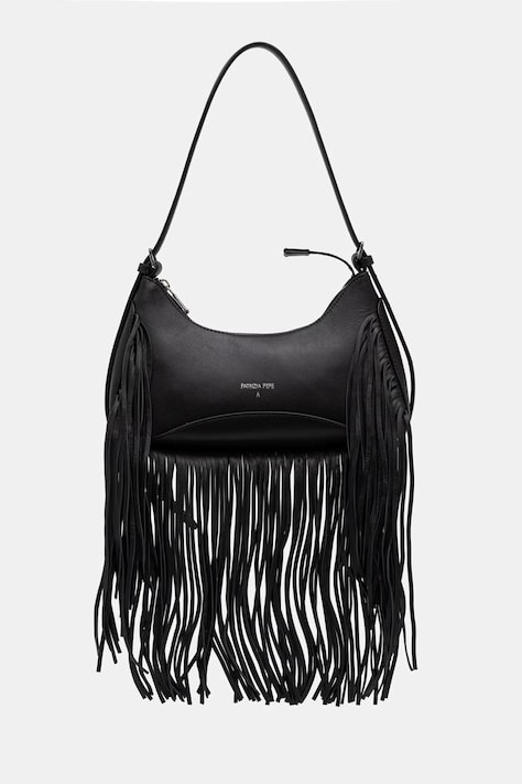 Patrizia Pepe torebka hobo damska skórzana czarna 8B0166.L101
