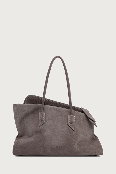The Attico La Passeggiata Medium borsa shopper da donna in camoscio grigia 251WAH00054LBT108AA