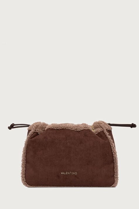 Valentino Bags Torebka shopper damska z imitacji zamszu MAX brązowa VBSABT01