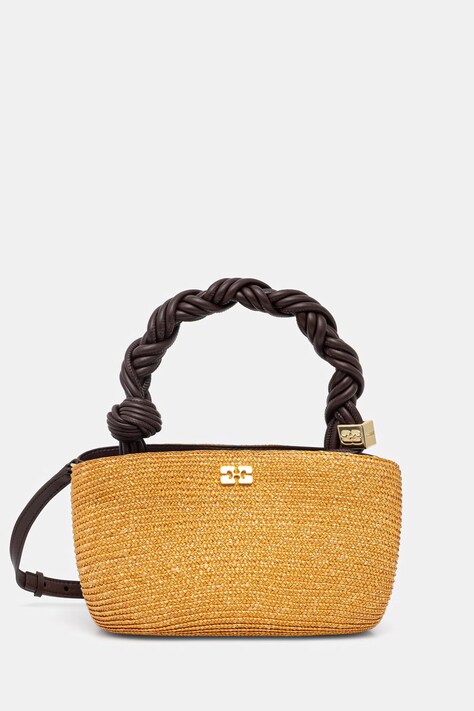 GANNI torebka crossbody damska pleciona Bou Mini Straw beżowa C2100027