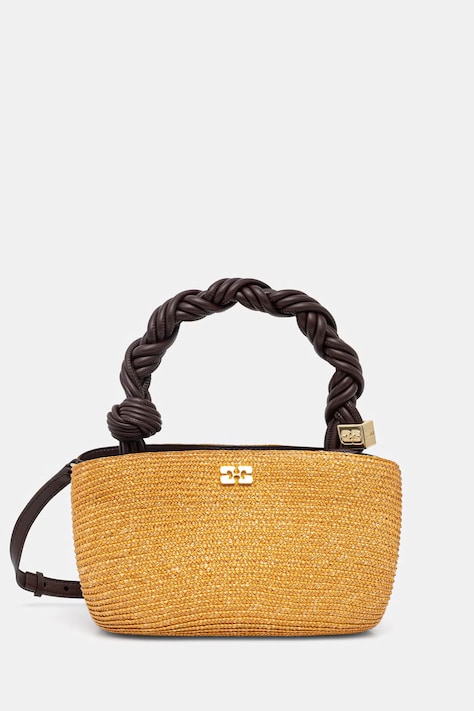 GANNI torebka crossbody damska pleciona Bou Mini Straw beżowa C2100027