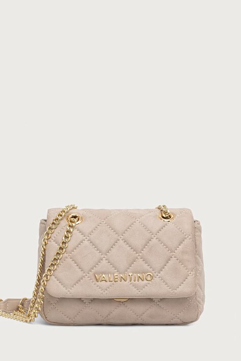 Valentino Bags Torebka crossbody damska z imitacji zamszu OCARINA SUEDE beżowa VBSA9B05