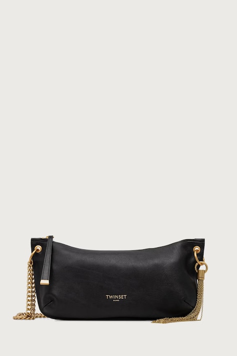 Twinset чанта дамска от кожа черна 262TD8250