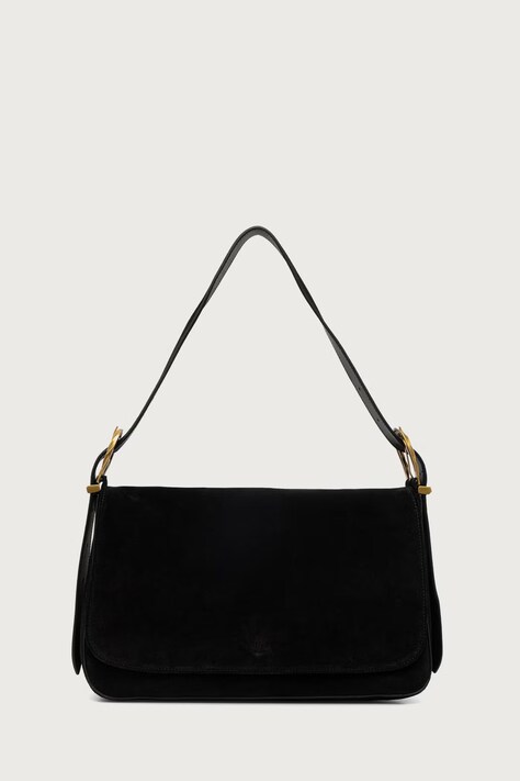 Twinset чанта с регулируема дръжка дамска от велур черна 262TD8240