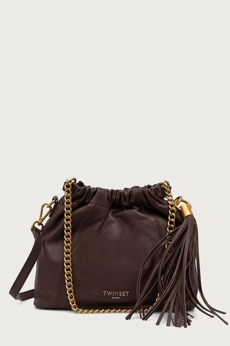 Twinset vrećasta torba za žene kožna smeđa 262TD8181