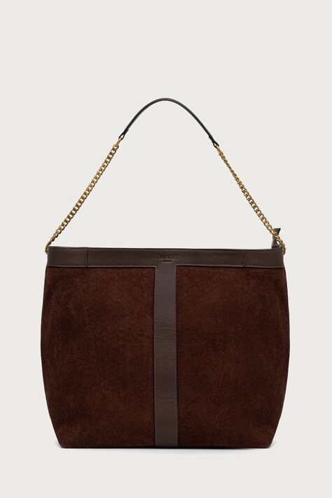 Twinset borsa shopper da donna in camoscio marrone 262TD8160