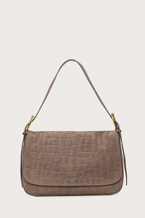 Twinset borsa da postino da donna in camoscio beige 262TD8140
