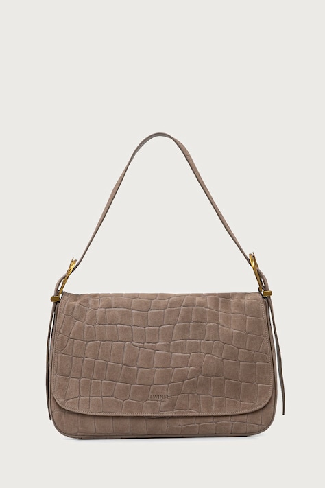 Twinset borsa da postino da donna in camoscio beige 262TD8140