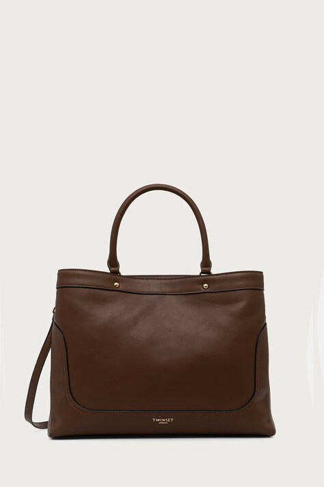 Twinset Torebka shopper damska z imitacji skóry brązowa 262TD8050