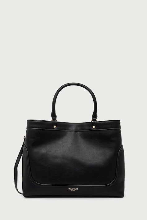 Twinset Шопинг чанта дамска от имитация на кожа черна 262TD8050