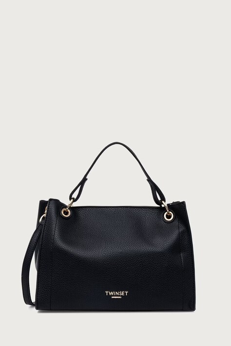 Twinset Torebka tote damska z imitacji skóry czarna 262TD8030