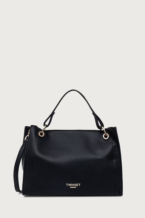 Twinset Tote γυναικεία από απομίμηση δέρματος μαύρη 262TD8030