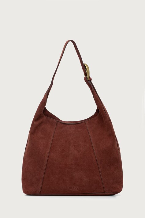 Hoss Intropia Torebka shopper damska zamszowa bordowa 2054019