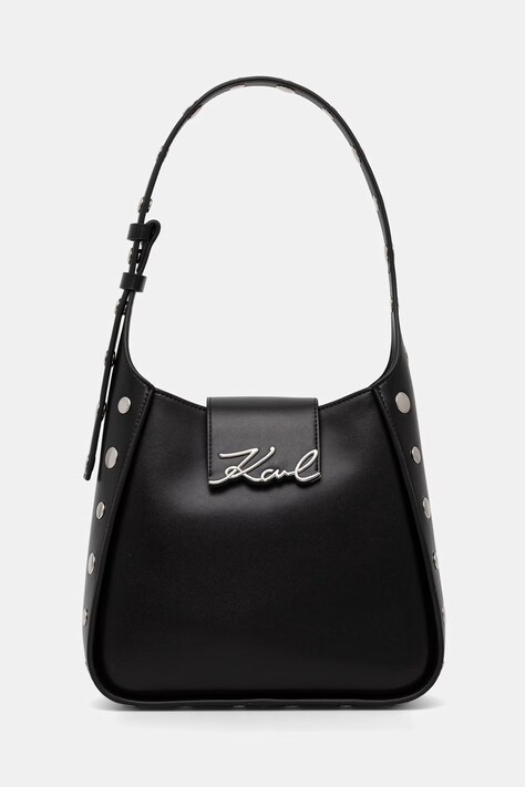 Karl Lagerfeld mala torba hobo za žene kožna K/SIGNATURE crna B3W30022