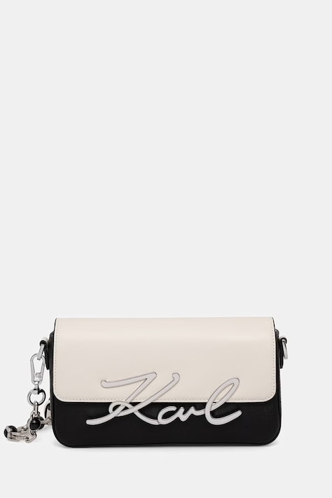 Karl Lagerfeld kabelka hobo dámska kožená K/SIGNATURE čierna B3W30303