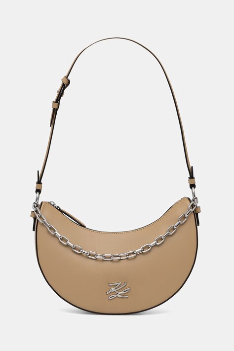 Karl Lagerfeld mala torba hobo za žene kožna K/AUTOGRAPH bež B3W30306