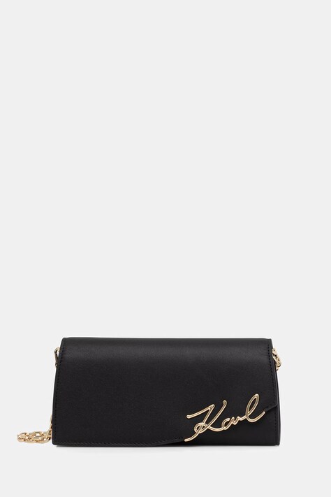 Karl Lagerfeld χιαστί γυναικεία δερμάτινη K/SIGNATURE μαύρη B3W30358