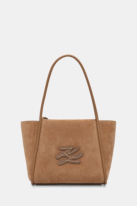Karl Lagerfeld tote torba za žene od brušene kože K/AUTOGRAPH smeđa B3W30037