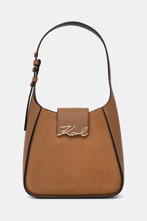 Karl Lagerfeld mala torba hobo za žene od brušene kože K/SIGNATURE smeđa B3W30305